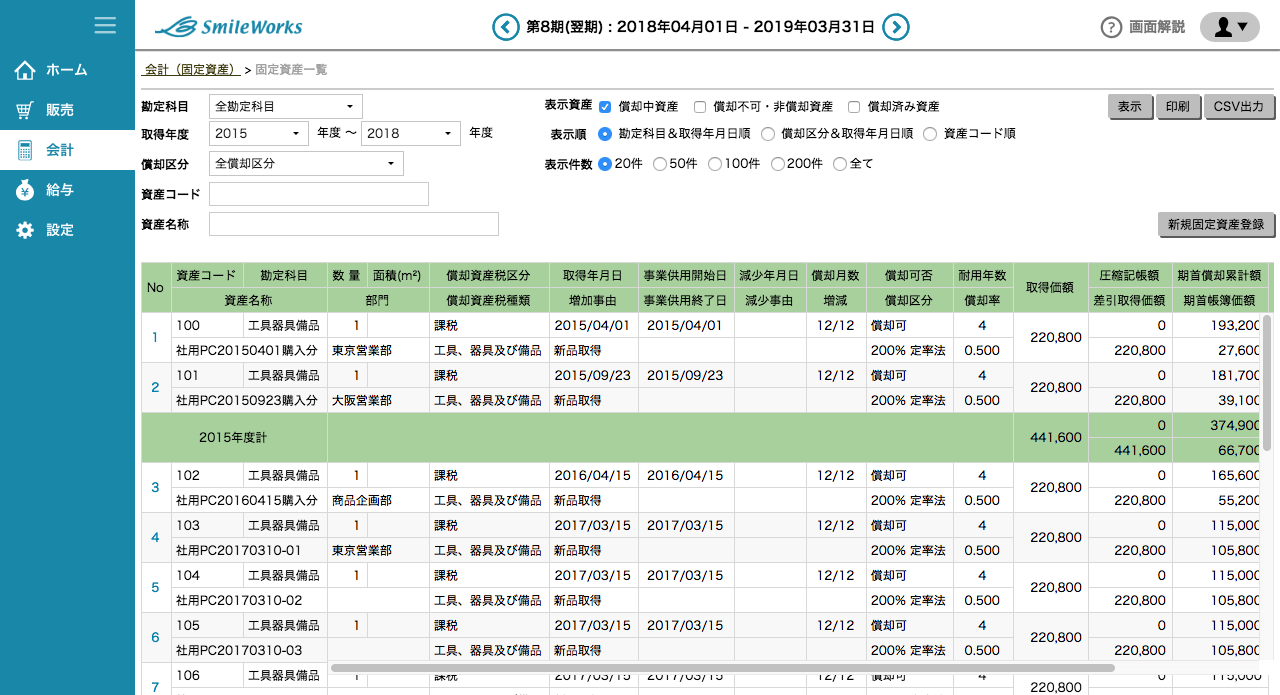 固定資産一覧