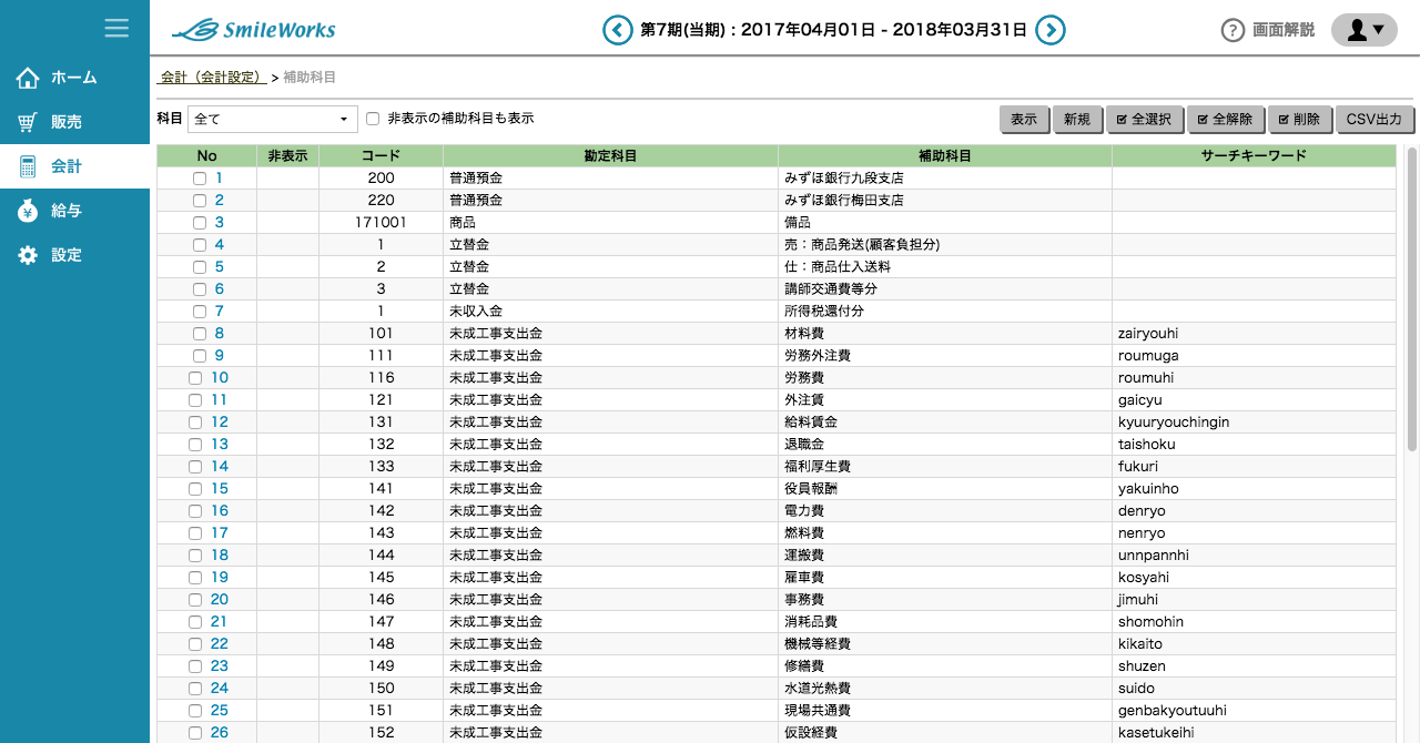 補助科目