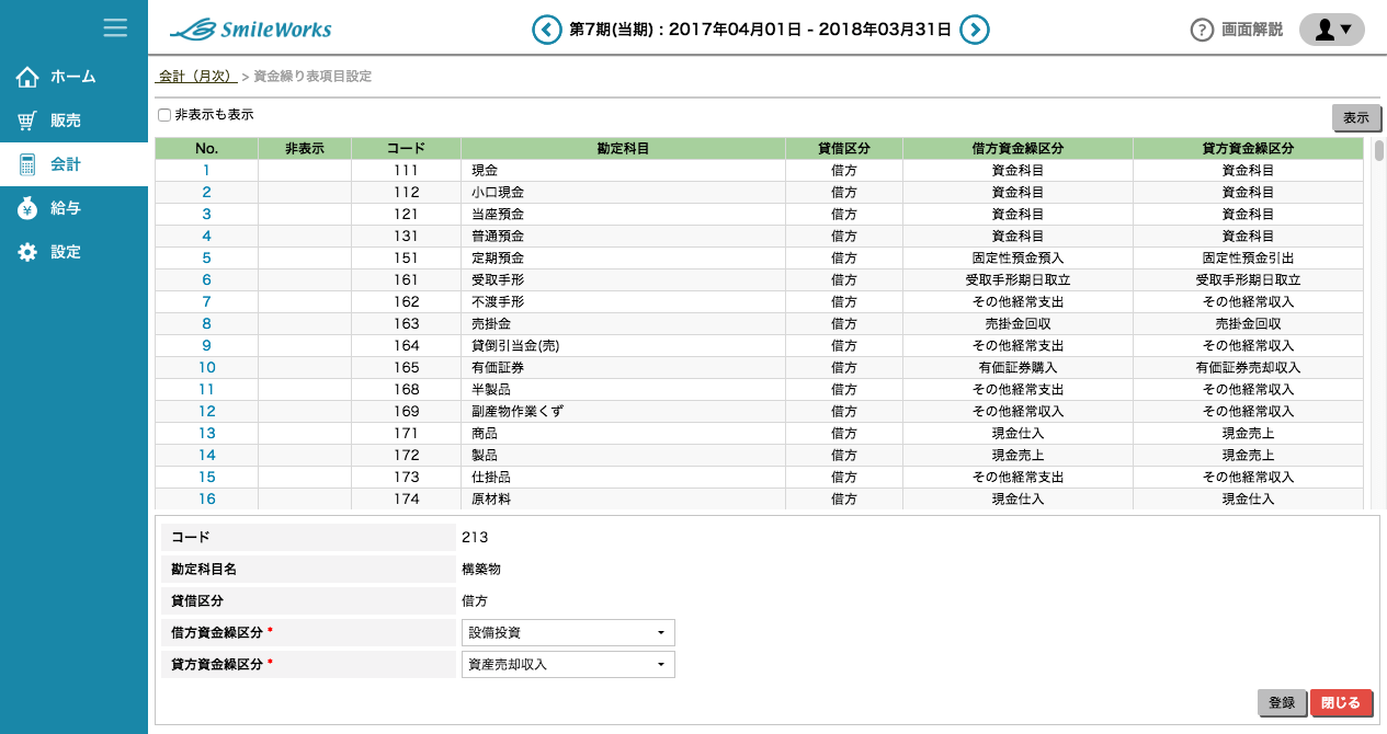 項目設定