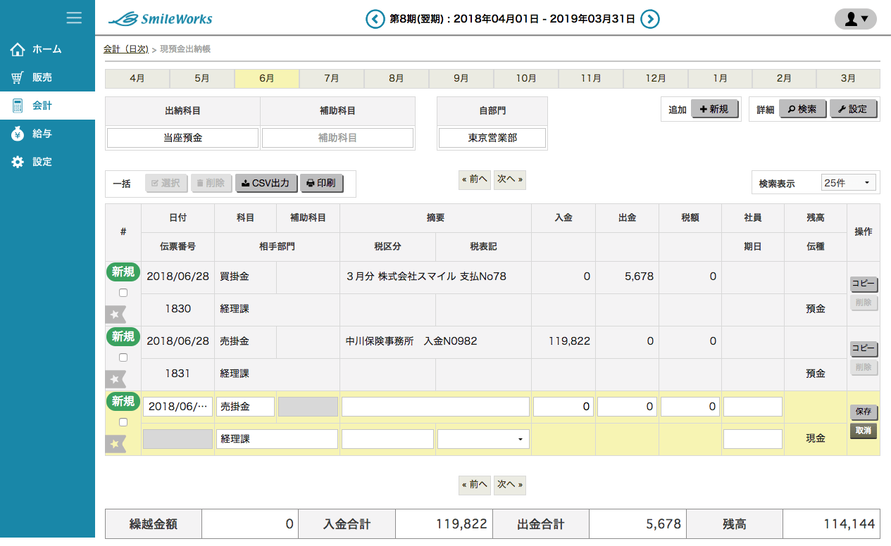 現預金出納帳