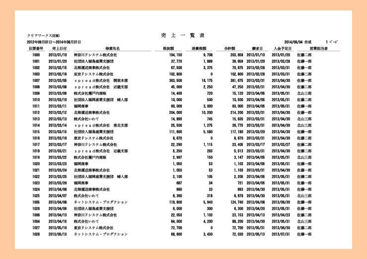 売上一覧のエクスポート