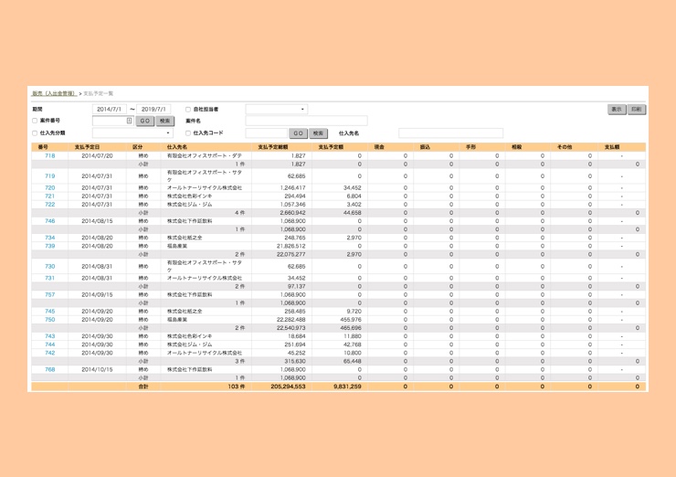 支払予定一覧の確認