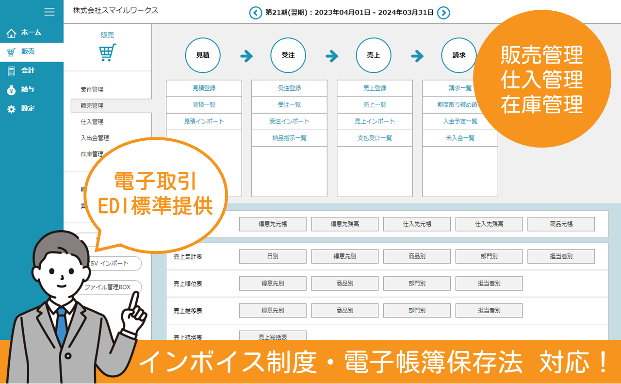 販売管理機能の販売ワークス