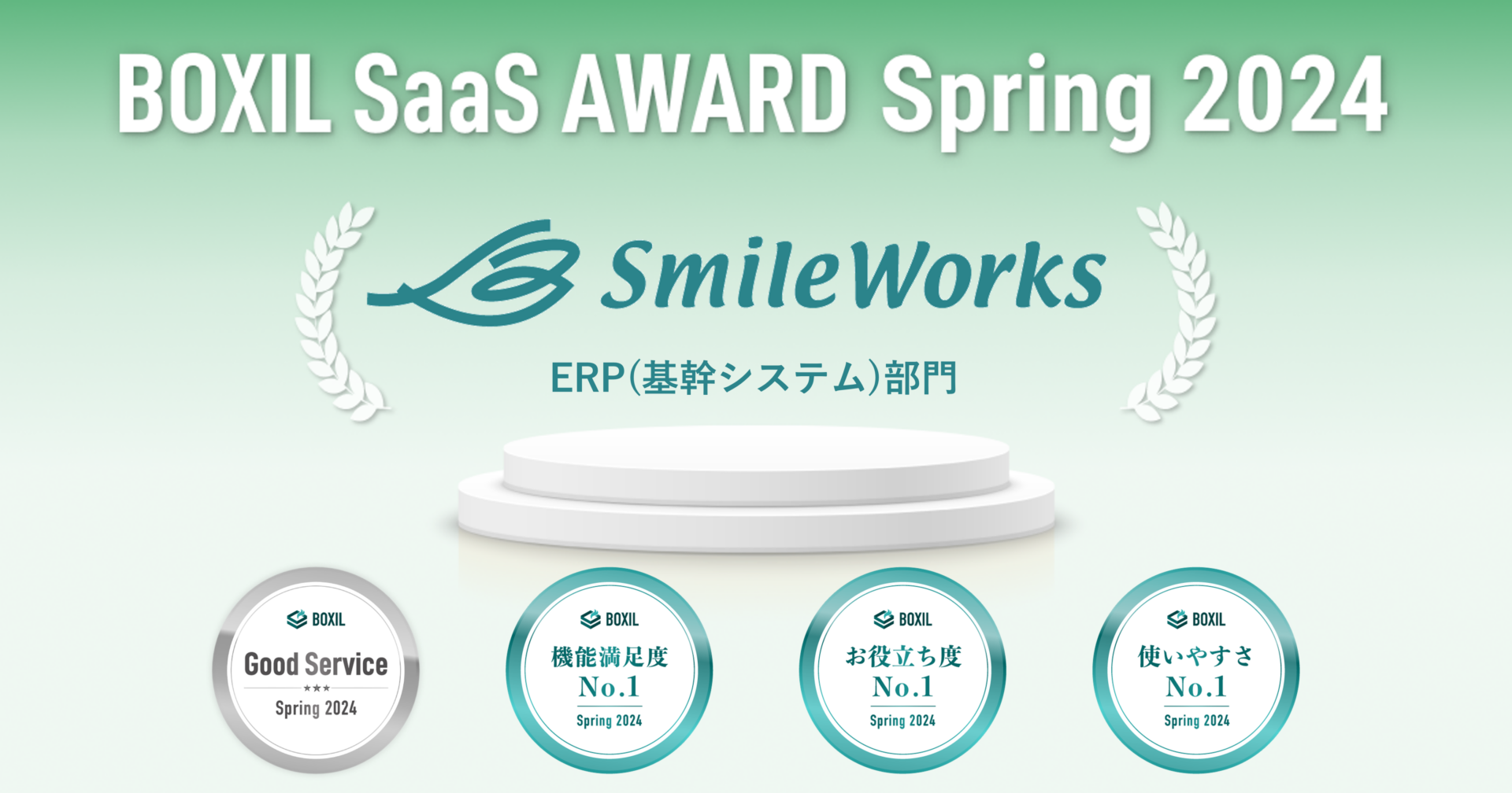 スマイルワークス「BOXIL SaaS AWARD Spring 2024」受賞画像